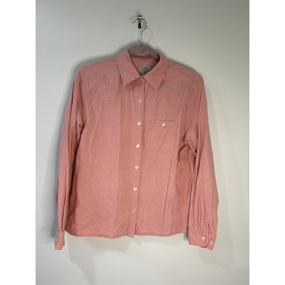 L.L. Bean Womens Size Small Pink Button Up Long Sleeve Shirt 100% Cotton - Picture 1 of 4